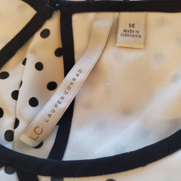 Lauren Conrad Polka-Dot Swoop Neck Midi Dress SZ Medium - Picture 5 of 9